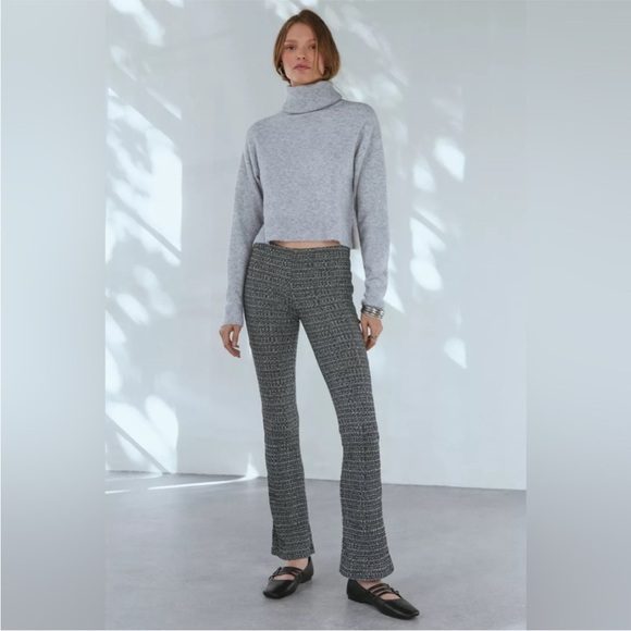 Urban Outfitters | Pria Knit Pull On Flare Pant Black White Tweed New Small NWT - Picture 3 of 11